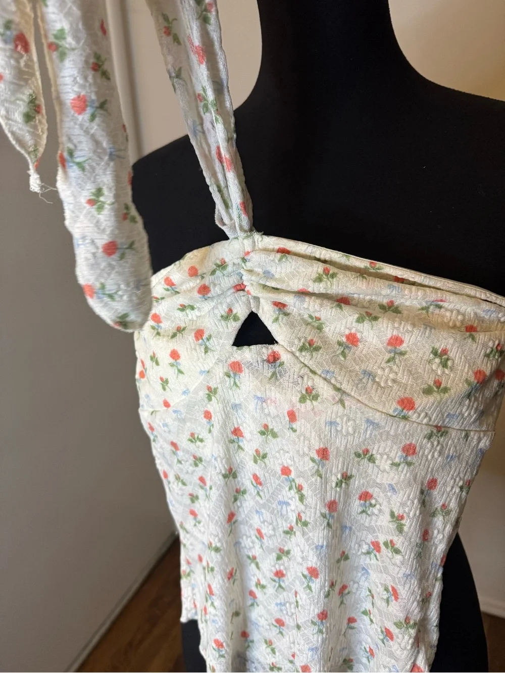 BAILEY ROSE White Floral Strapless Tie-Front Women's Top